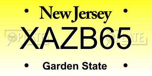 XAZB65 New Jersey License Plate