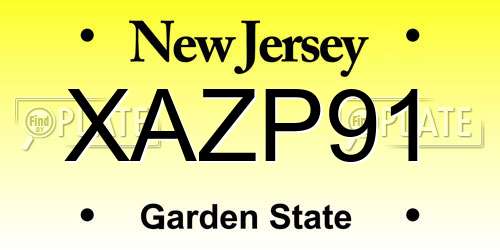 XAZP91 New Jersey License Plate
