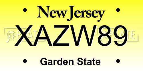 XAZW89 New Jersey License Plate