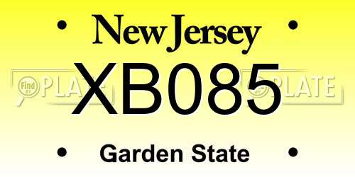 XB085 New Jersey License Plate
