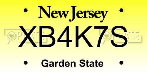 XB4K7S New Jersey License Plate