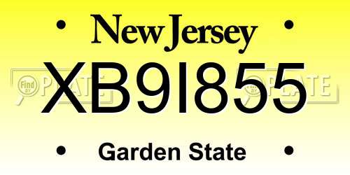 XB9I855 New Jersey License Plate