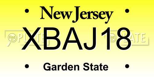XBAJ18 New Jersey License Plate