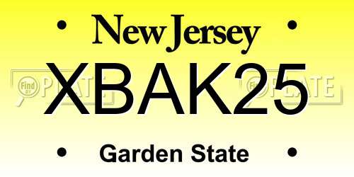 XBAK25 New Jersey License Plate
