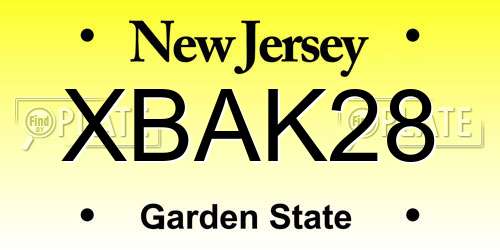 XBAK28 New Jersey License Plate