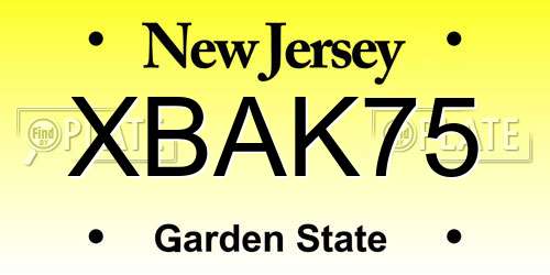 XBAK75 New Jersey License Plate