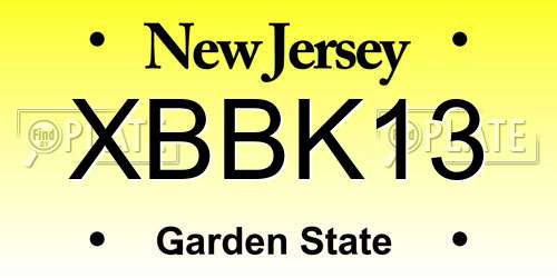 XBBK13 New Jersey License Plate