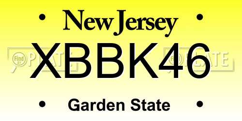 XBBK46 New Jersey License Plate