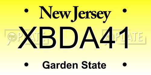 XBDA41 New Jersey License Plate