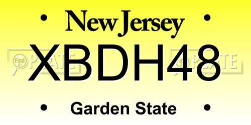 XBDH48 New Jersey License Plate