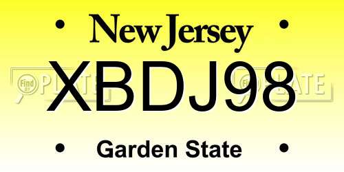 XBDJ98 New Jersey License Plate