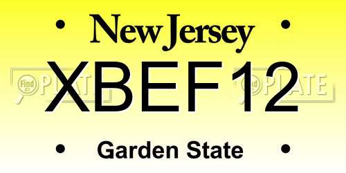 XBEF12 New Jersey License Plate