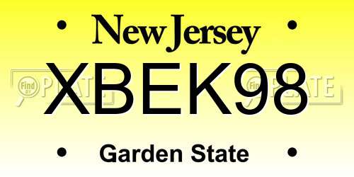 XBEK98 New Jersey License Plate
