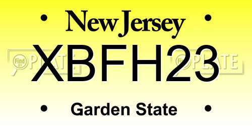 XBFH23 New Jersey License Plate