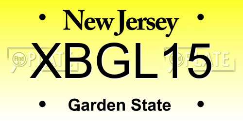 XBGL15 New Jersey License Plate