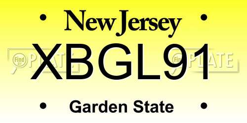 XBGL91 New Jersey License Plate