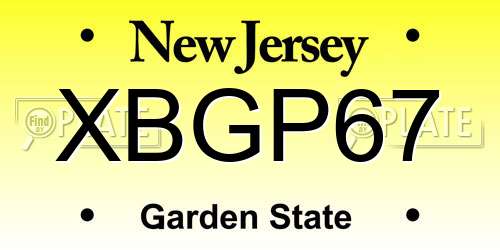 XBGP67 New Jersey License Plate