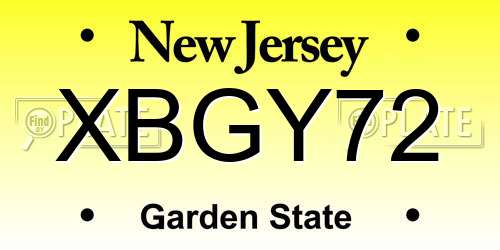 XBGY72 New Jersey License Plate