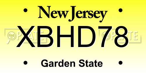 XBHD78 New Jersey License Plate