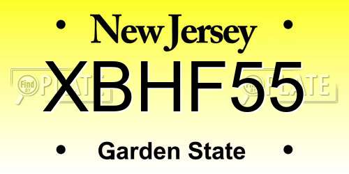 XBHF55 New Jersey License Plate
