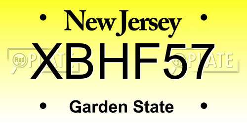 XBHF57 New Jersey License Plate