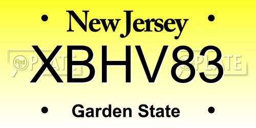 XBHV83 New Jersey License Plate