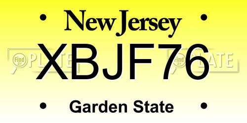 XBJF76 New Jersey License Plate