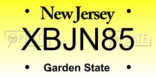 XBJN85 New Jersey License Plate