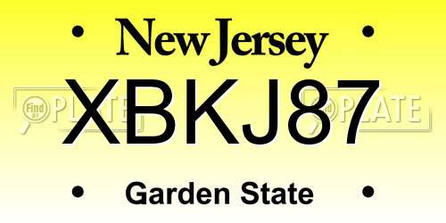 XBKJ87 New Jersey License Plate