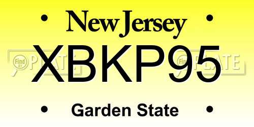 XBKP95 New Jersey License Plate