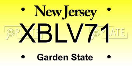 XBLV71 New Jersey License Plate
