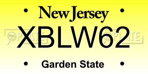 XBLW62 New Jersey License Plate