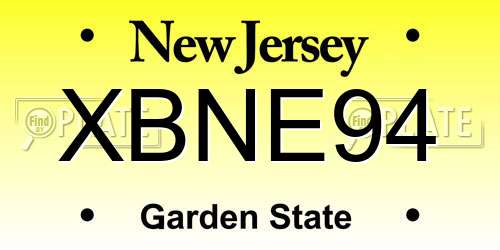 XBNE94 New Jersey License Plate