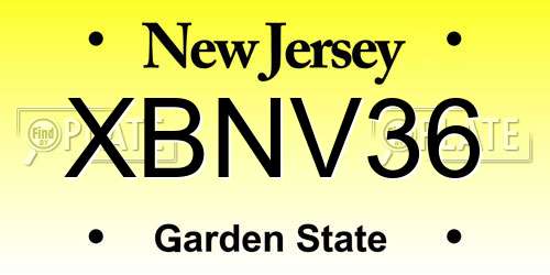 XBNV36 New Jersey License Plate