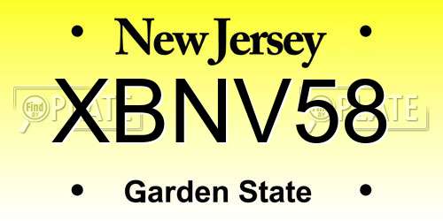 XBNV58 New Jersey License Plate