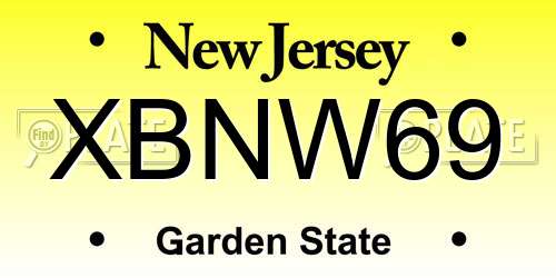 XBNW69 New Jersey License Plate