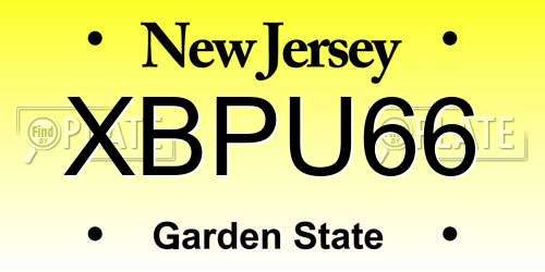 XBPU66 New Jersey License Plate