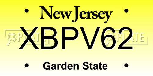 XBPV62 New Jersey License Plate