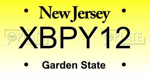 XBPY12 New Jersey License Plate
