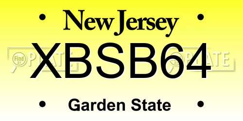 XBSB64 New Jersey License Plate
