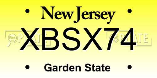 XBSX74 New Jersey License Plate