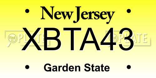 XBTA43 New Jersey License Plate