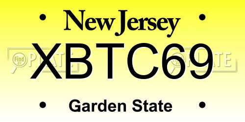 XBTC69 New Jersey License Plate