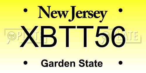 XBTT56 New Jersey License Plate