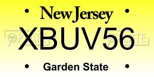 XBUV56 New Jersey License Plate