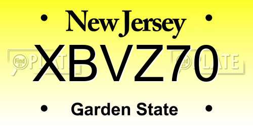 XBVZ70 New Jersey License Plate