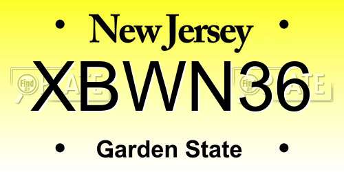 XBWN36 New Jersey License Plate