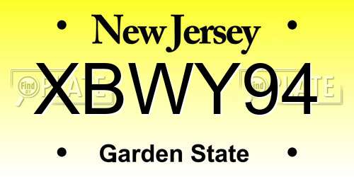 XBWY94 New Jersey License Plate