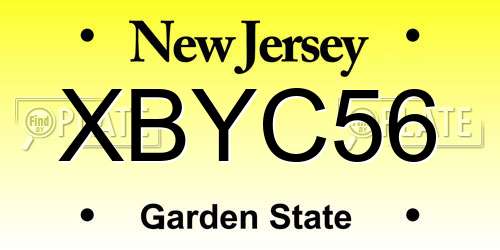 XBYC56 New Jersey License Plate