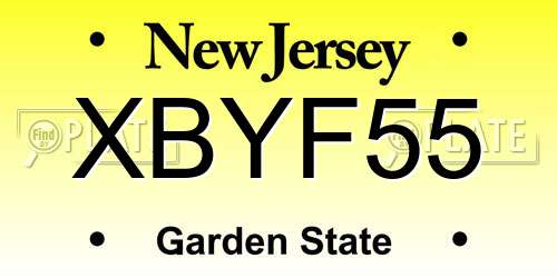 XBYF55 New Jersey License Plate